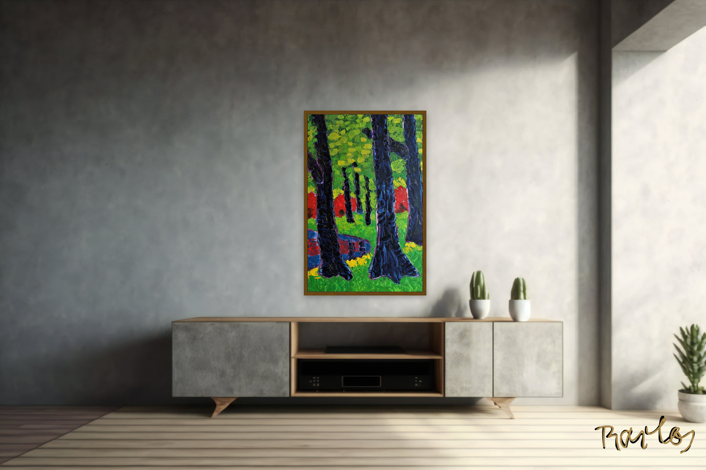 Original Painting of Endre Bartos: Blooming of Rhododendrons