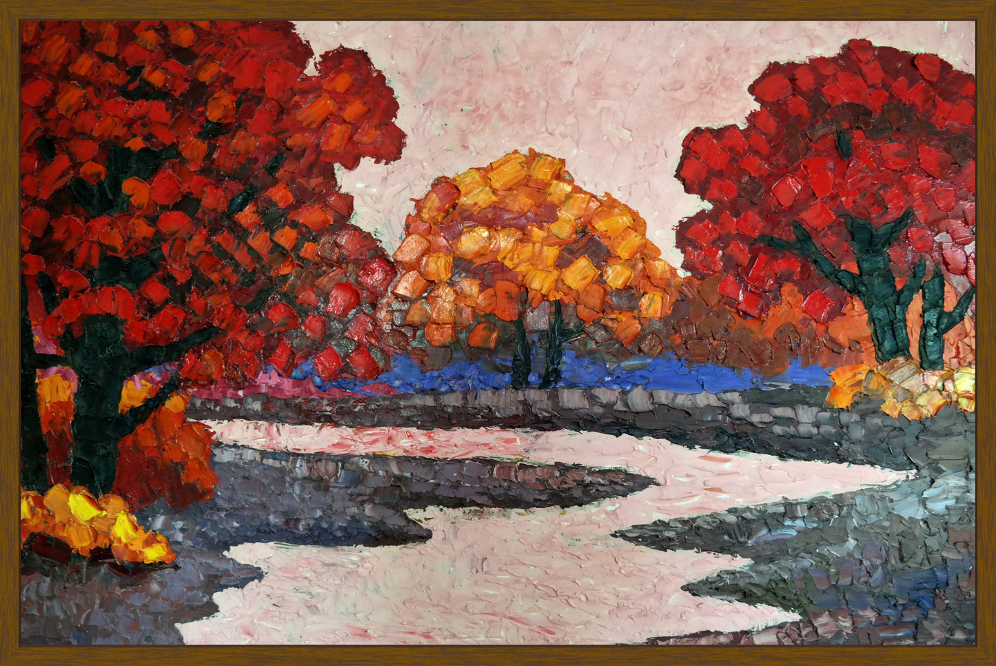 Original Painting Of Endre Bartos: "Pink River" 140x100cm