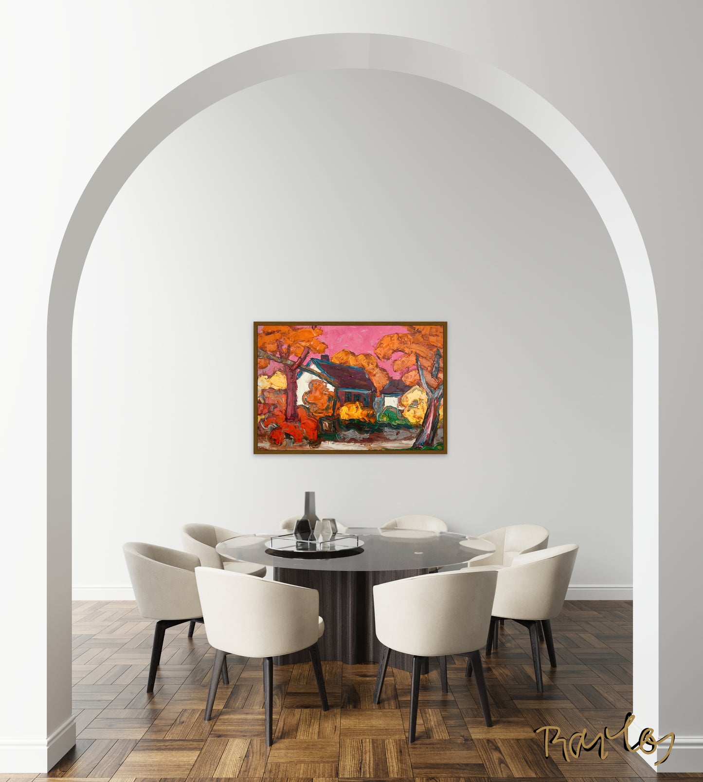 Original Painting of Endre Bartos: "Farm"