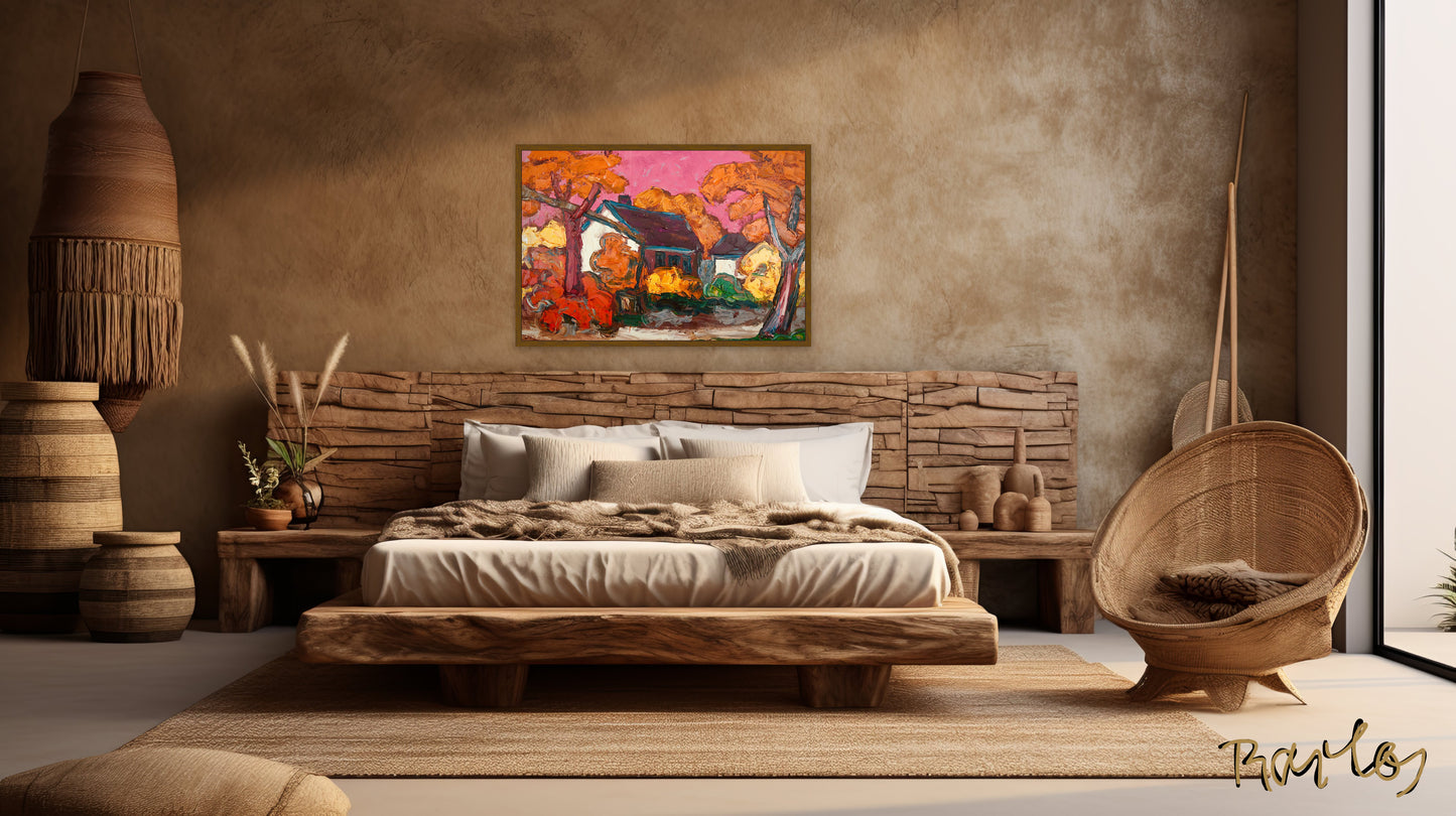 Original Painting of Endre Bartos: "Farm"