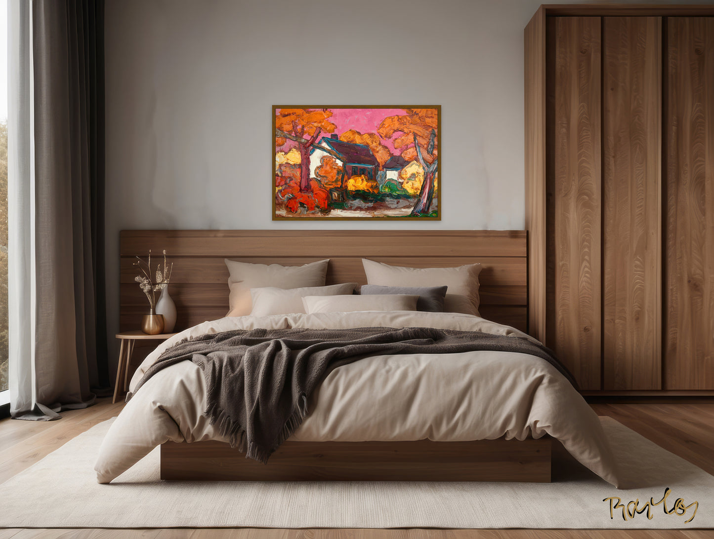 Original Painting of Endre Bartos: "Farm"