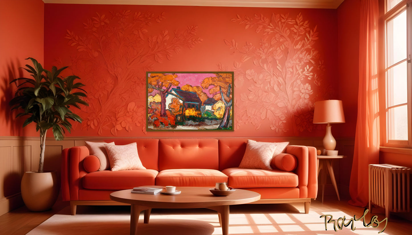 Original Painting of Endre Bartos: "Farm"