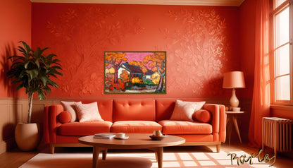 Original Painting of Endre Bartos: "Farm"