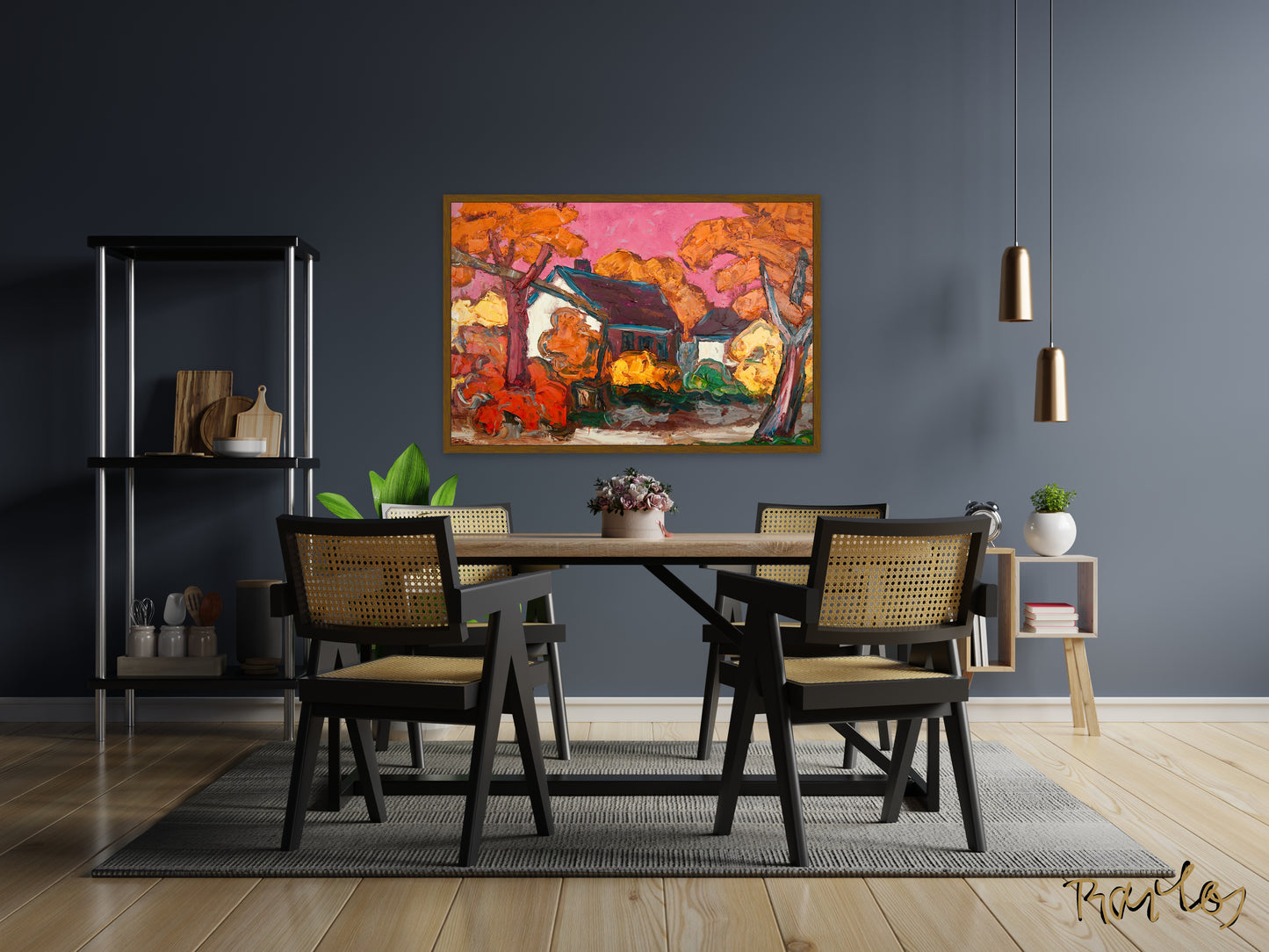 Original Painting of Endre Bartos: "Farm"