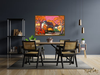 Original Painting of Endre Bartos: "Farm"