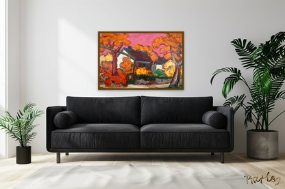 Original Painting of Endre Bartos: "Farm"