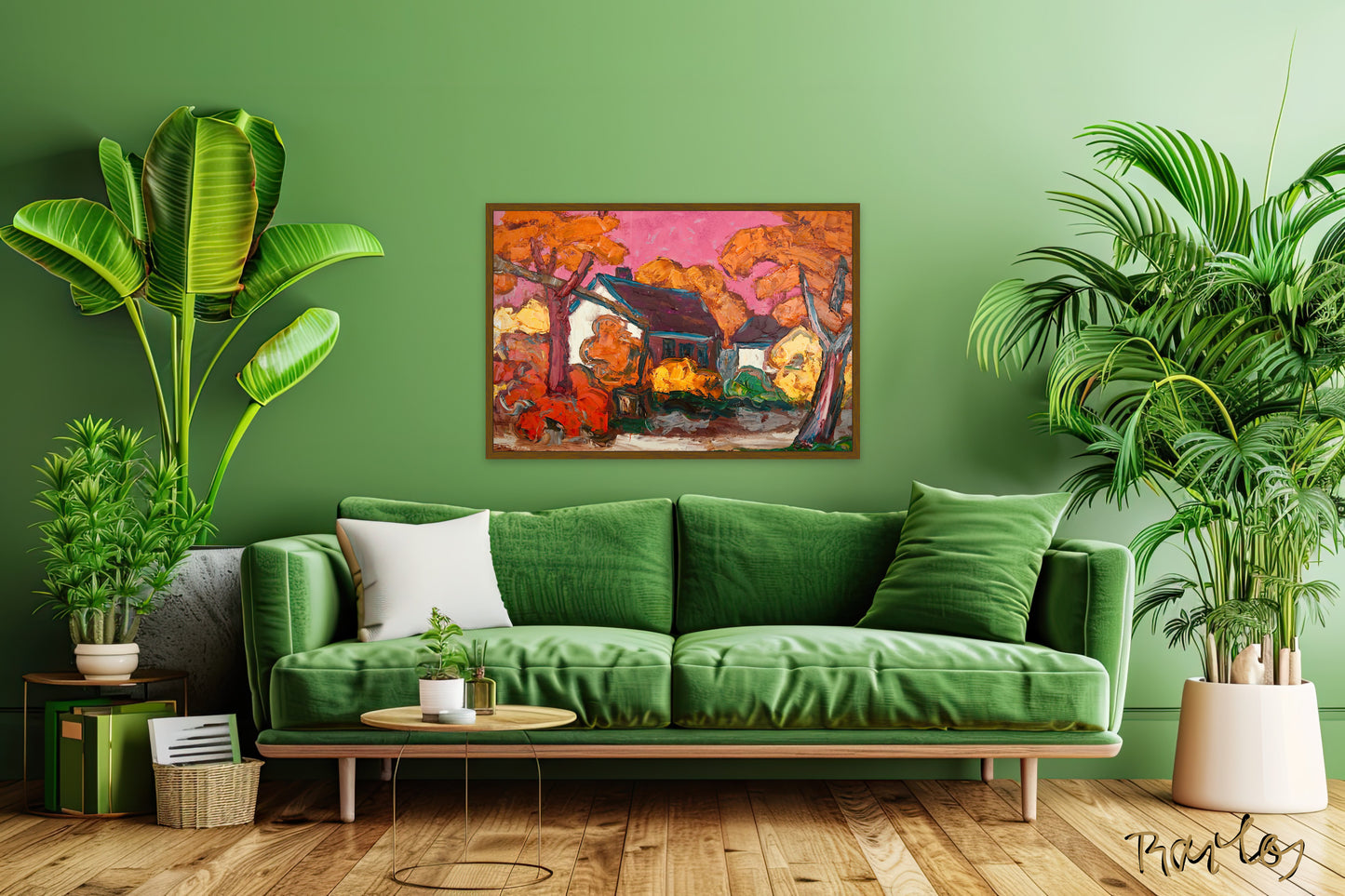 Original Painting of Endre Bartos: "Farm"