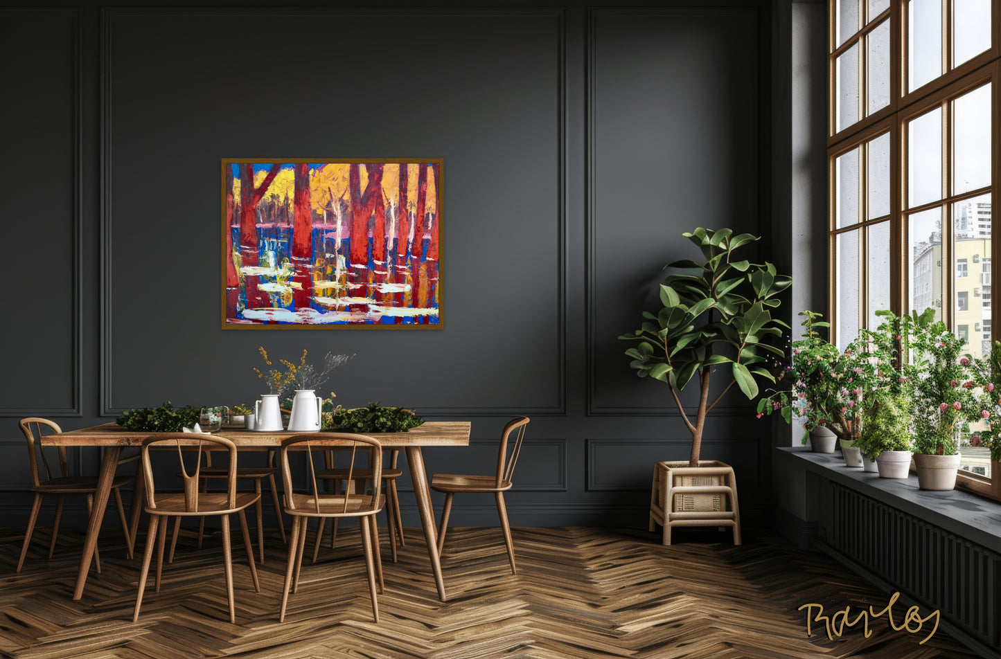 Original Painting of Endre Bartos: Flooding