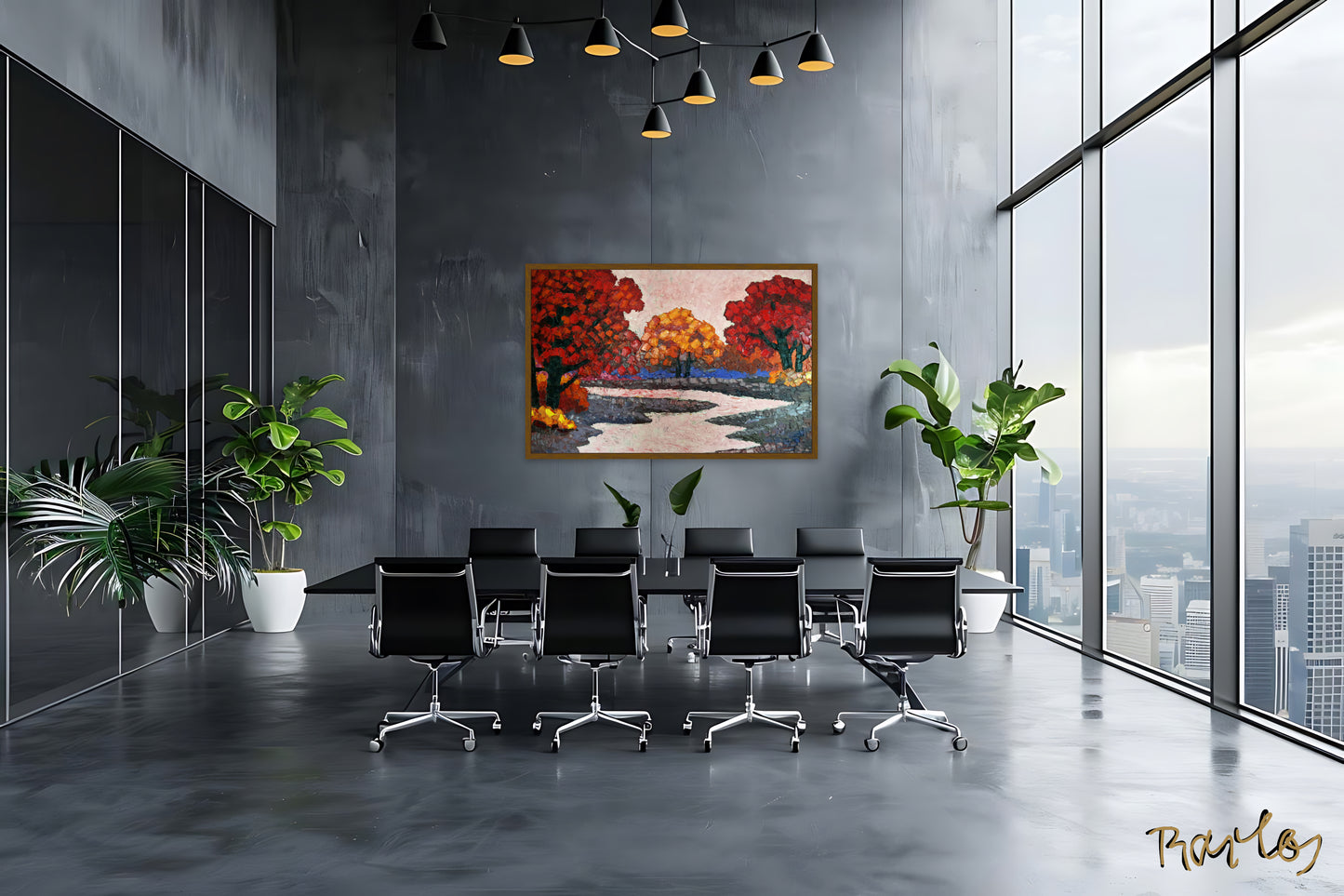 Original Painting Of Endre Bartos: "Pink River" 140x100cm