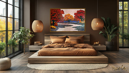 Original Painting Of Endre Bartos: "Pink River" 140x100cm