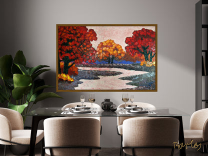 Original Painting Of Endre Bartos: "Pink River" 140x100cm