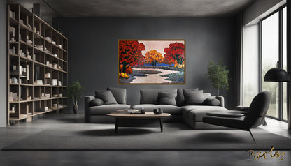 Original Painting Of Endre Bartos: "Pink River" 140x100cm