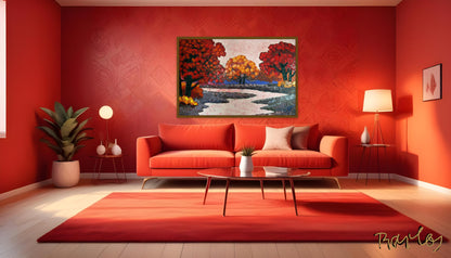 Original Painting Of Endre Bartos: "Pink River" 140x100cm