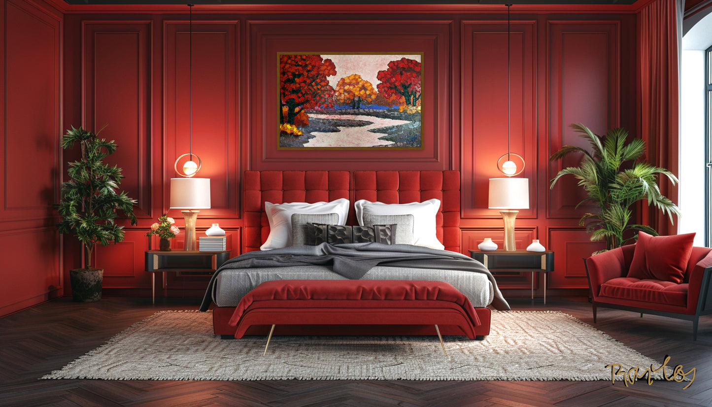 Original Painting Of Endre Bartos: "Pink River" 140x100cm